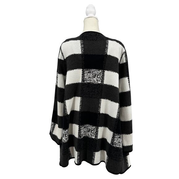 Alfani Open Front Sweater Cardigan Womens L Black/White S/6X617 Monochrome Check - Picture 5 of 7
